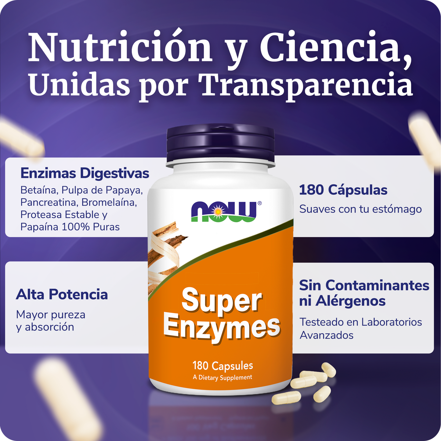 SÚPER ENZIMAS DIGESTIVAS | MAYOR ABSORCIÓN | 180 CAPS