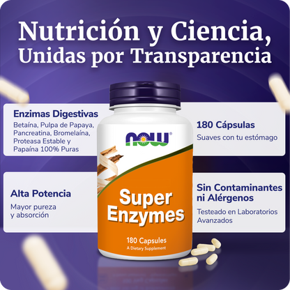 SÚPER ENZIMAS DIGESTIVAS | MAYOR ABSORCIÓN | 180 CAPS