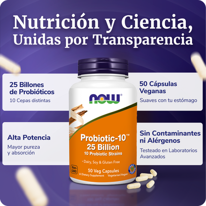 PROBIÓTICOS 25 BILLONES | 10 CEPAS PROBIÓTICAS | 50 CAPS VEG