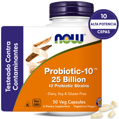 PROBIÓTICOS 25 BILLONES | 10 CEPAS PROBIÓTICAS | 50 CAPS VEG