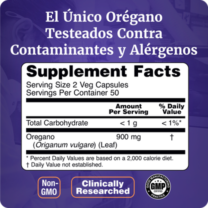 ORÉGANO 450MG | ANTI RADICALES LIBRES | 100 CAPS VEGANAS