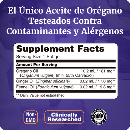 ACEITE DE ORÉGANO | LIBERACIÓN EN INTESTINO | 90 CAP BLANDAS