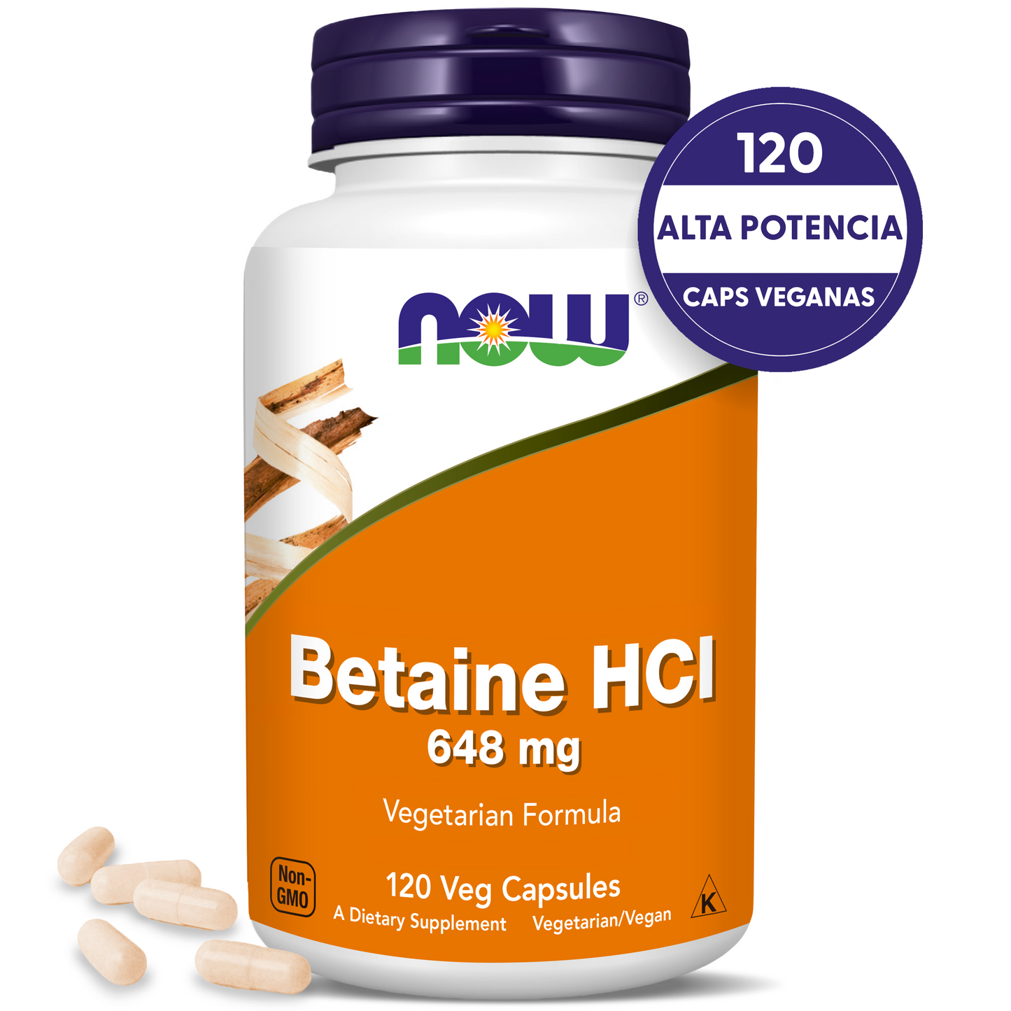 BETAÍNA HCL 648MG | ENZIMAS DIGESTIVAS | 120 CAPS VEGANAS