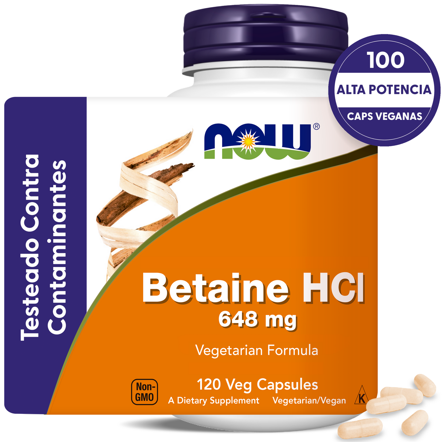 BETAÍNA HCL 648MG | ENZIMAS DIGESTIVAS | 120 CAPS VEGANAS