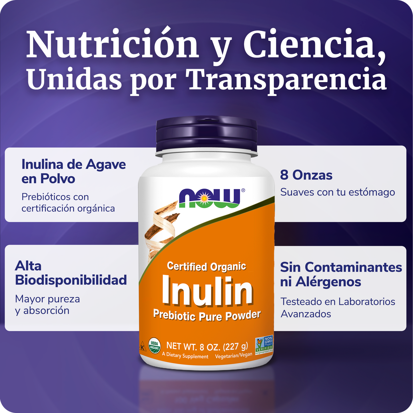 INULINA DE AGAVE | PREBIÓTICO PURO EN POLVO | 8 OZ