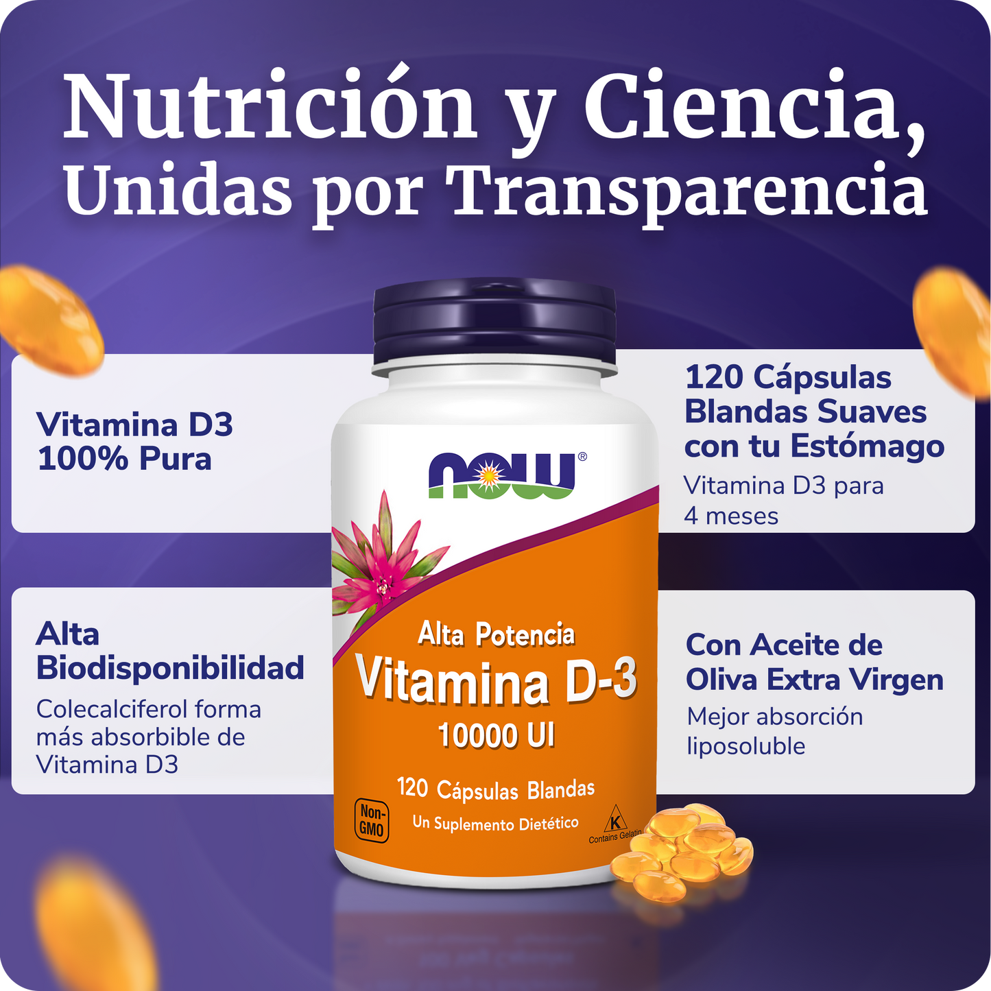 VITAMINA D3 10,000 | ALTA POTENCIA | 120 CAPS BLANDAS