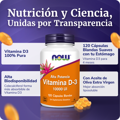 VITAMINA D3 10,000 | ALTA POTENCIA | 120 CAPS BLANDAS