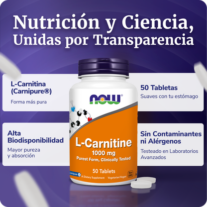 L-CARNITINA 1000MG | FÓRMULA 100% PURA | 50 TABLETAS