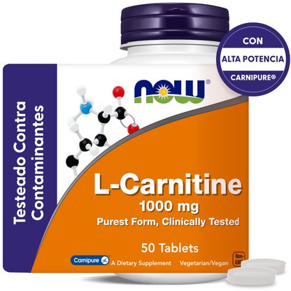L-CARNITINA 1000MG | FÓRMULA 100% PURA | 50 TABLETAS