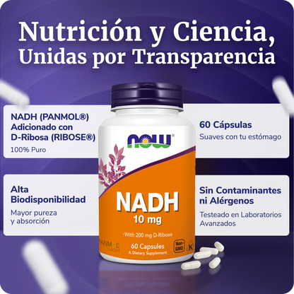 NADH 10MG | +200MG DE RIBOSA | ALTA ABSORCIÓN | 60 CAPS