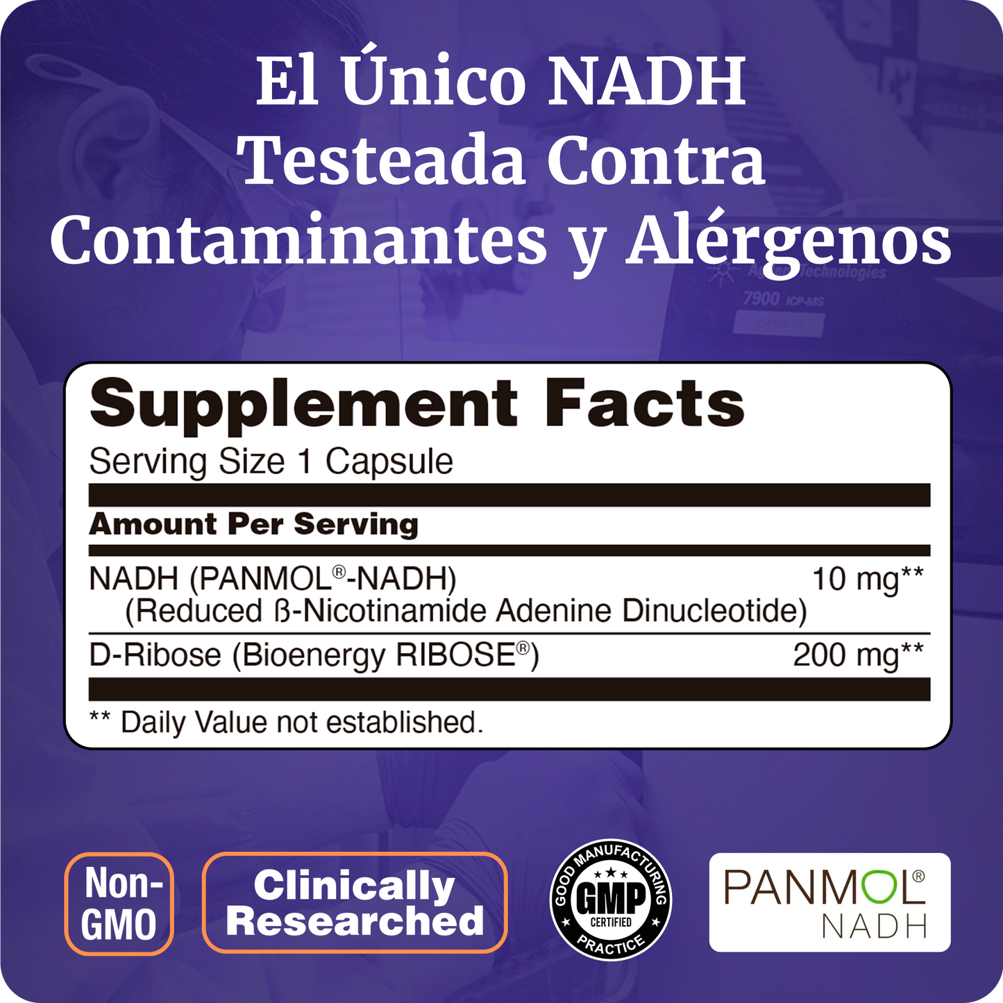 NADH 10MG | +200MG DE RIBOSA | ALTA ABSORCIÓN | 60 CAPS