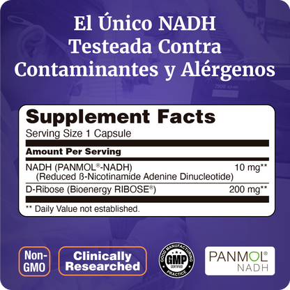 NADH 10MG | +200MG DE RIBOSA | ALTA ABSORCIÓN | 60 CAPS