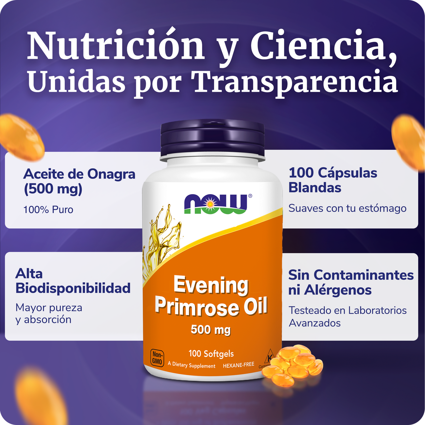 ACEITE DE ONAGRA 500MG | BELLEZA FEMENINA | 100 CAPS BLANDAS