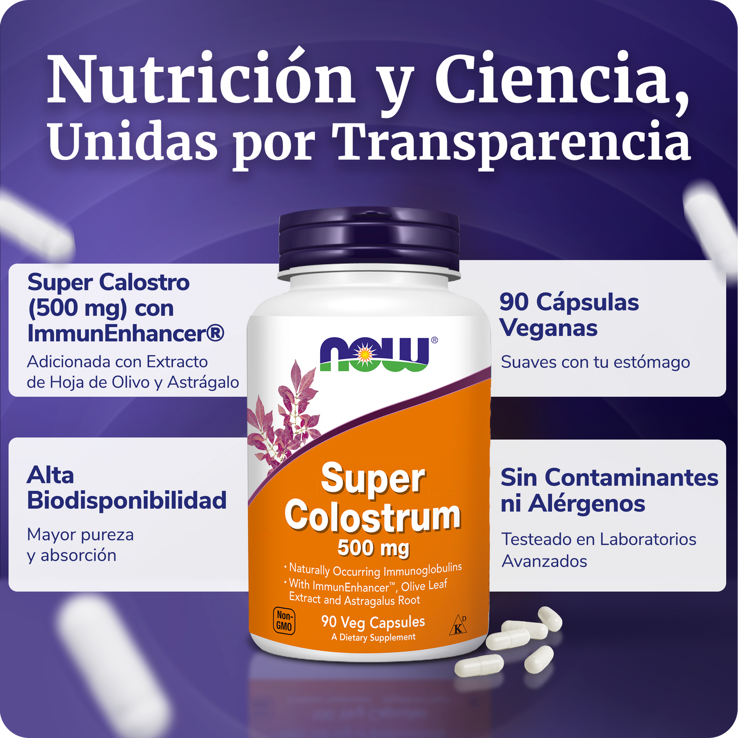 SUPER CALOSTRO 500MG | CON IMMUNEENHANCER | 90 CAPS VEGANAS