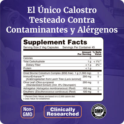 SUPER CALOSTRO 500MG | CON IMMUNEENHANCER | 90 CAPS VEGANAS