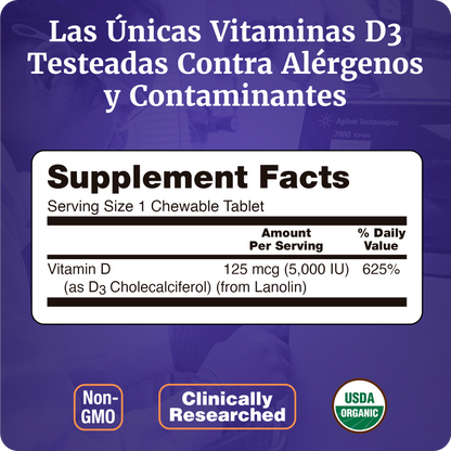 VITAMINA D3 | ALTA POTENCIA | TABLETAS MASTICABLES DE MENTA