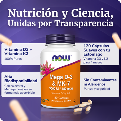 VITAMINA D3 Y MK7 | D3 Y VITAMINA K2 CON MENAQ7 | 120 CAPS