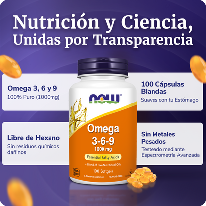 OMEGA 3, 6 Y 9 1000MG | LIBRE DE HEXANO | 100 CAPS BLANDAS
