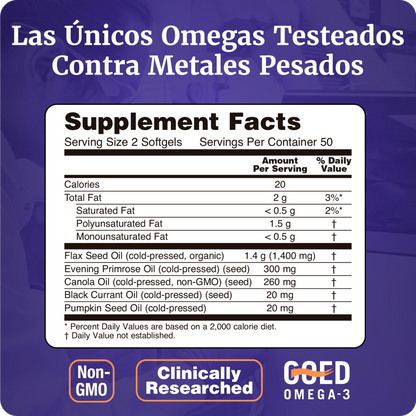 OMEGA 3, 6 Y 9 1000MG | LIBRE DE HEXANO | 100 CAPS BLANDAS
