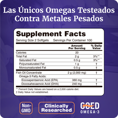 OMEGA 3 1000MG | 180 EPA /120 DHA | 200 CAPS BLANDAS